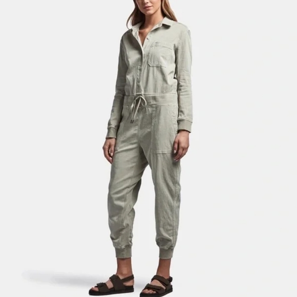 James Perse Pants & Jumpsuits James Perse Mixed Media Jumpsuit Size Color Salt Pigment Nwt
